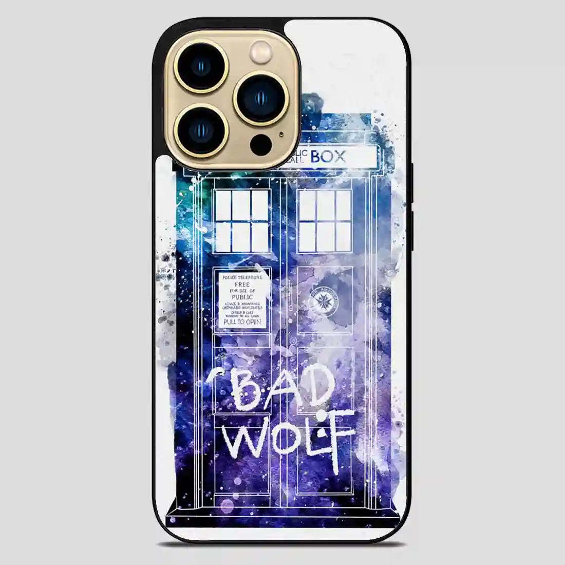 Doctor Who Tardis Bad Wolf Watercolor iPhone 14 Pro Max Case
