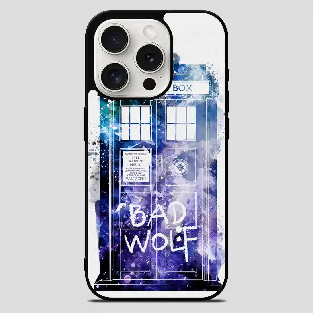 Doctor Who Tardis Bad Wolf Watercolor iPhone 15 Pro Max Case