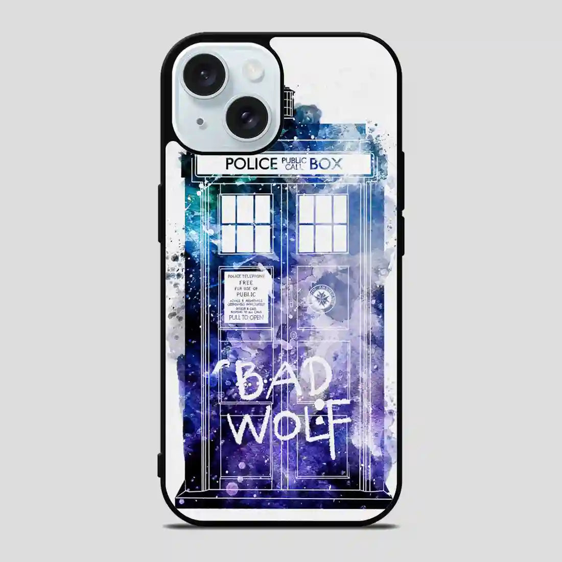 Doctor Who Tardis Bad Wolf Watercolor iPhone 15 Case