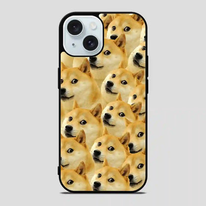 Doge Pattern Funny iPhone 15 Case