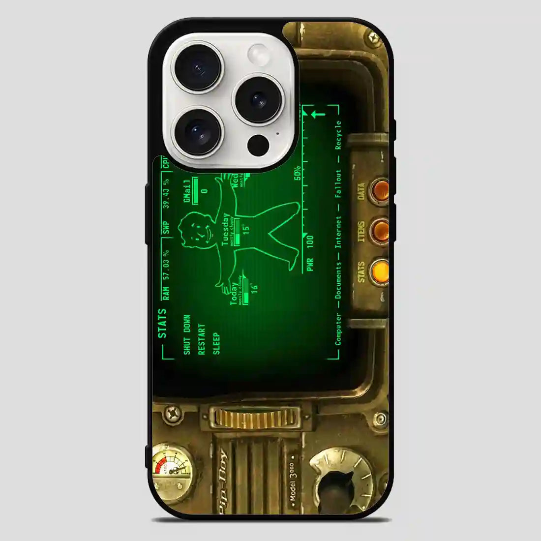 Fallout Pipboy Rainmeter Case iPhone 15 Pro Max Case