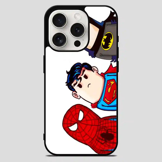 Funny Spiderman Superman Batman iPhone 15 Pro Max Case