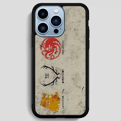 Game Of Thrones A Song Of Ice And Fire Stark Targaryen Banner Lannister Baratheon Arms George iPhone 13 Pro Max Case