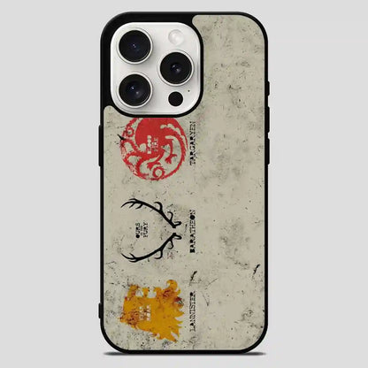 Game Of Thrones A Song Of Ice And Fire Stark Targaryen Banner Lannister Baratheon Arms George iPhone 15 Pro Max Case