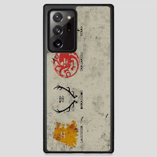 Game Of Thrones A Song Of Ice And Fire Stark Targaryen Banner Lannister Baratheon Arms George Samsung Galaxy Note 20 Ultra Case