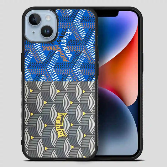 Goyard Art Blue Grey iPhone 14 Plus Case