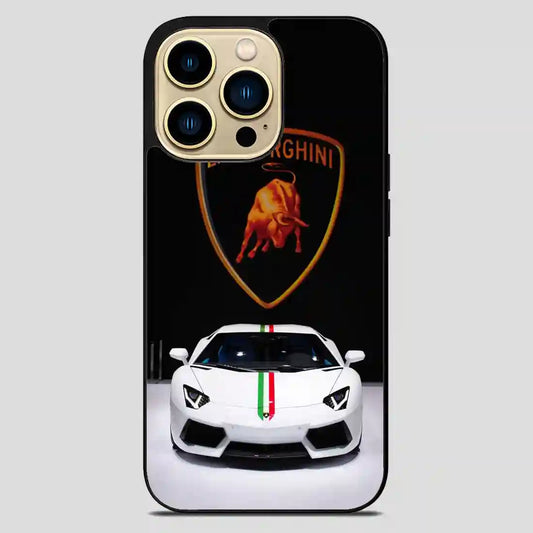 Lamborghini Car White iPhone 14 Pro Max Case