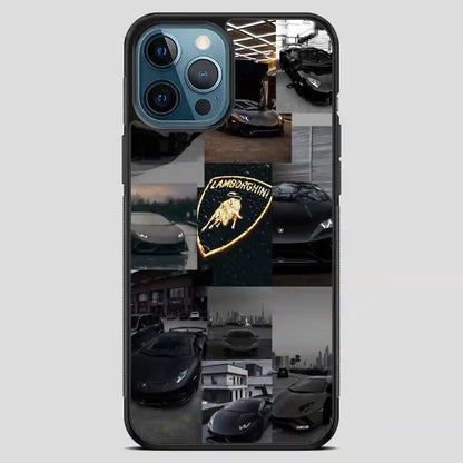 Lamborghini Collage Black Car iPhone 12 Pro Max Case