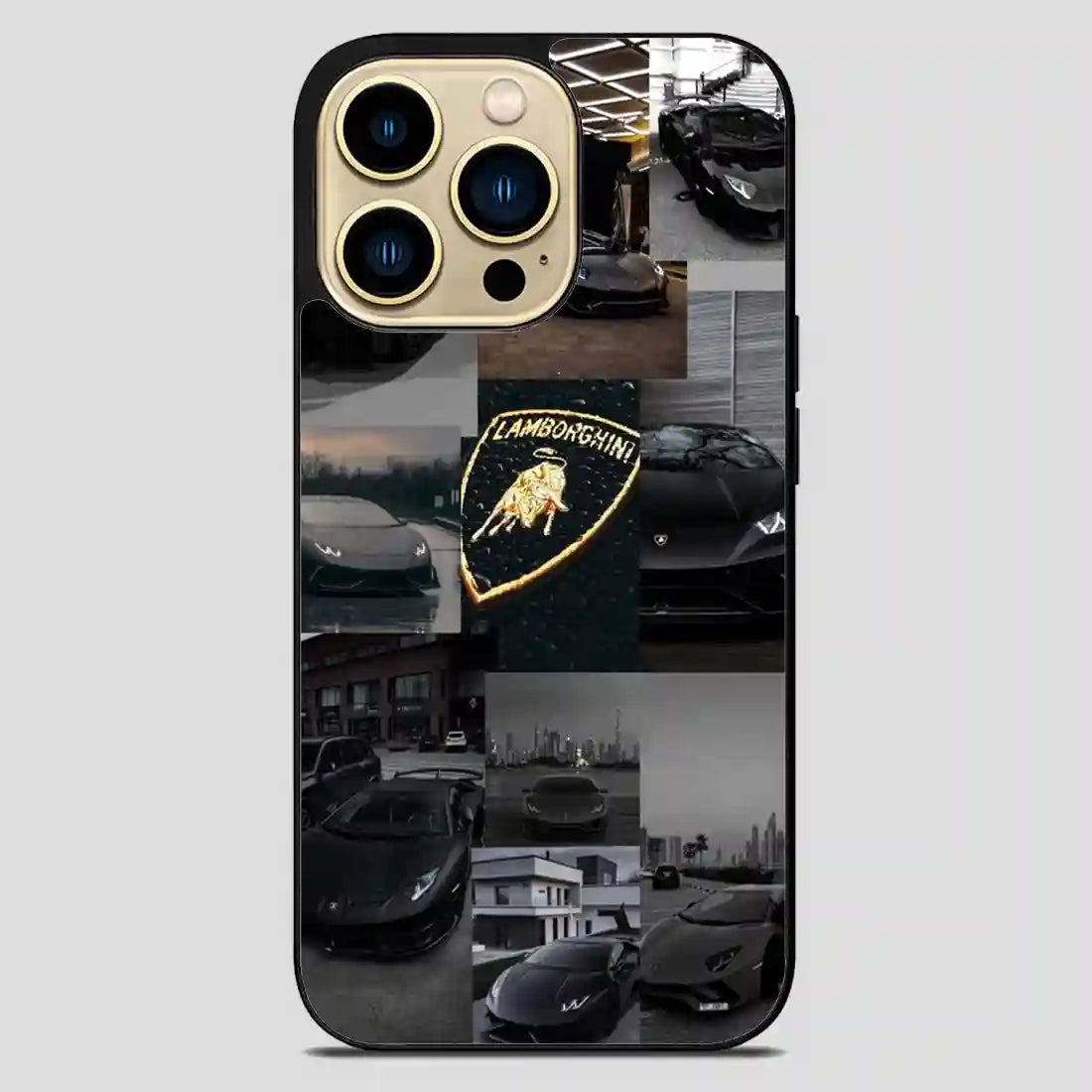 Lamborghini Collage Black Car iPhone 14 Pro Max Case