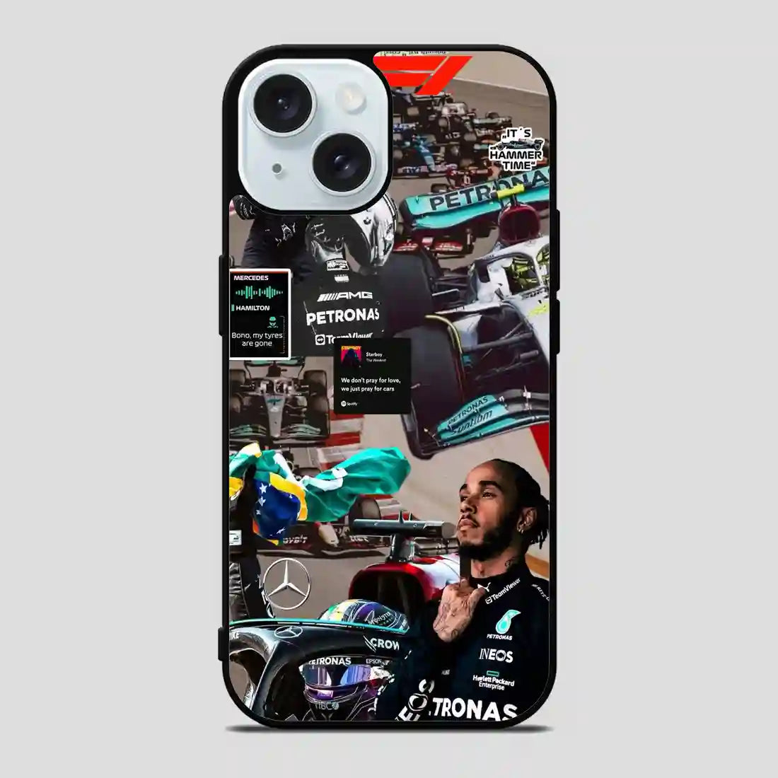 Lewis Hamilton Collage Car iPhone 15 Case