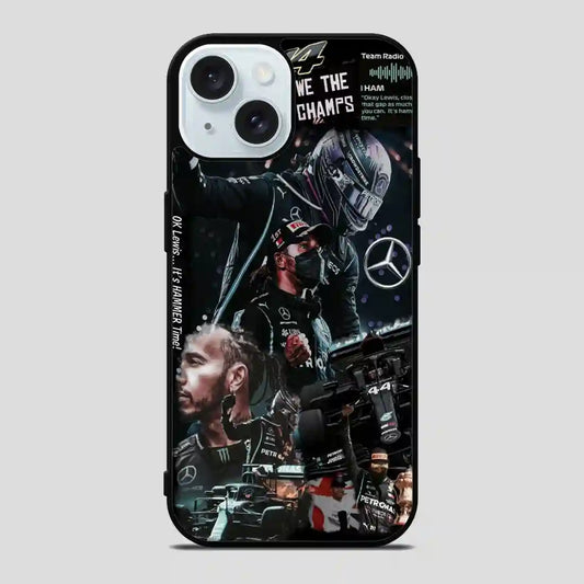 Lewis Hamilton Mercedes Benz Collage iPhone 15 Case