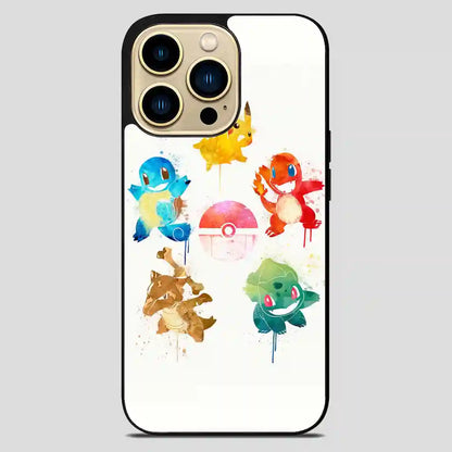 Pokemon First Generation Bulbasaur Cool Charmander Cool Cubone Cool Squirtle Cool Pikachu Watercolor iPhone 14 Pro Max Case