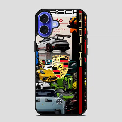 Porschase Logo Collage iPhone 16 Case