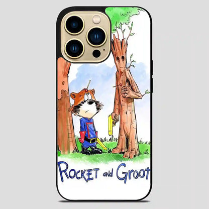 Rocket Groot Calvin Hobbes Tree iPhone 14 Pro Max Case