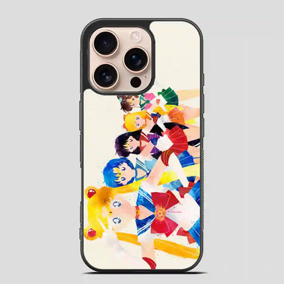 Sailor Moon Mercury Mars Venus Jupiter Splatters Watercolor iPhone 16 Pro Case