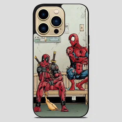 Spiderman And Deadpoll Funny iPhone 14 Pro Max Case