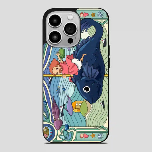 Studio Ghibli Ponyo Running On Fish iPhone 14 Pro Case