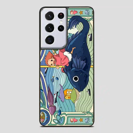 Studio Ghibli Ponyo Running On Fish Samsung Galaxy S21 Ultra Case