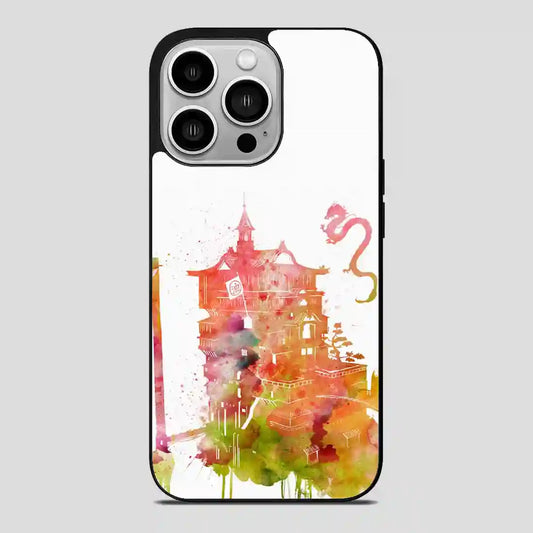 Studio Ghibli Spirited Away Bathhouse With Haku And No Face Watercolor iPhone 14 Pro Case