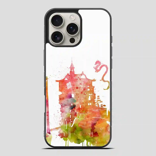 Studio Ghibli Spirited Away Bathhouse With Haku And No Face Watercolor iPhone 16 Pro Max Case