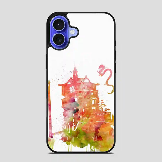 Studio Ghibli Spirited Away Bathhouse With Haku And No Face Watercolor iPhone 16 Case