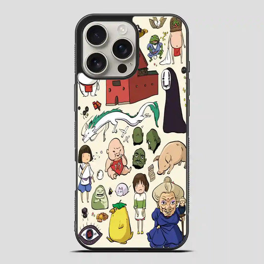 Studio Ghibli Spirited Away Characters Doodle iPhone 16 Pro Max Case