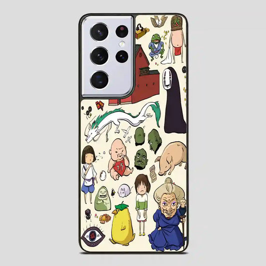 Studio Ghibli Spirited Away Characters Doodle Samsung Galaxy S21 Ultra Case