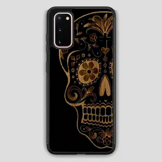 Sugar Skull Wood Print Samsung Galaxy S20 Case