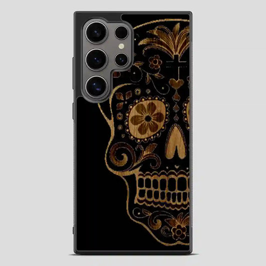 Sugar Skull Wood Print Samsung Galaxy S24 Ultra Case