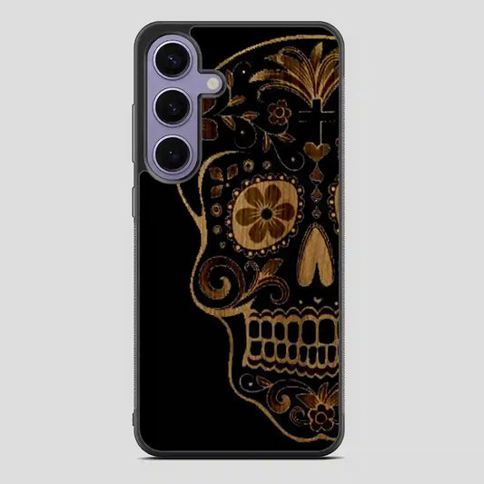 Sugar Skull Wood Print Samsung Galaxy S24 Case