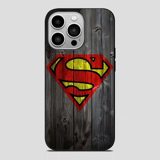 Superman Logo In Wood iPhone 14 Pro Case