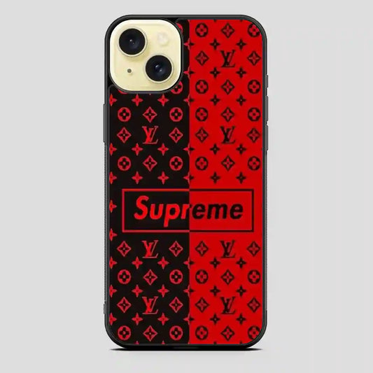 Supreme Black Red iPhone 15 Plus Case