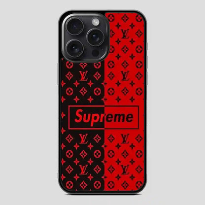 Supreme Black Red iPhone 15 Pro Case