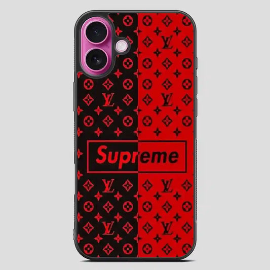 Supreme Black Red iPhone 16 Plus Case