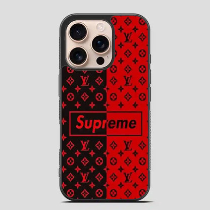 Supreme Black Red iPhone 16 Pro Case