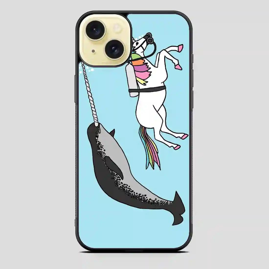 Unicorn Swimming With Narwal iPhone 15 Plus Case