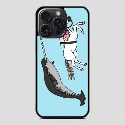 Unicorn Swimming With Narwal iPhone 15 Pro Case