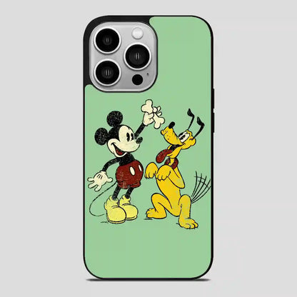 Vintage Mickey Mouse And Pluto Poster iPhone 14 Pro Case