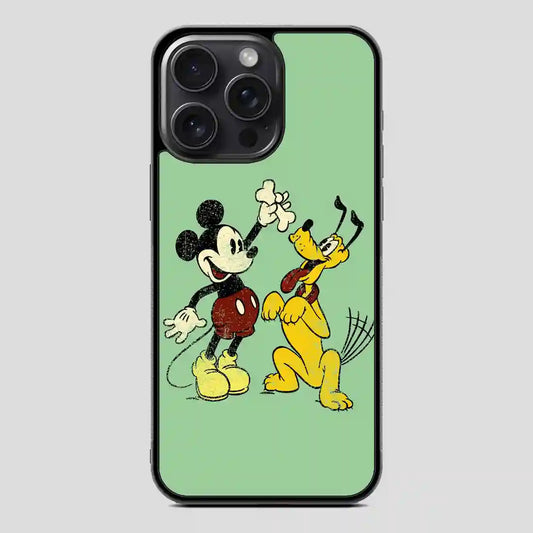 Vintage Mickey Mouse And Pluto Poster iPhone 15 Pro Case