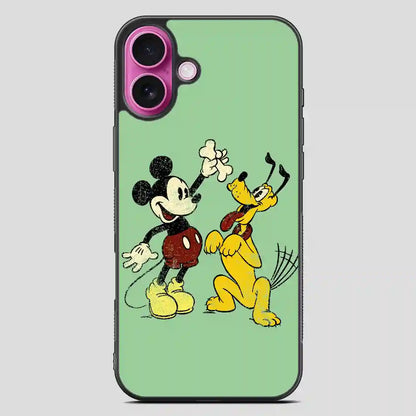 Vintage Mickey Mouse And Pluto Poster iPhone 16 Plus Case