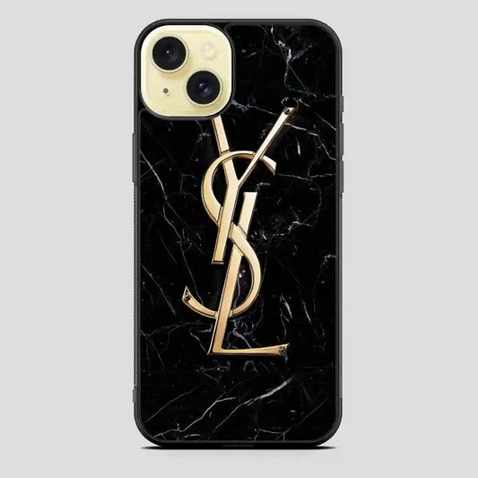 Ysl Black Marble iPhone 15 Plus Case