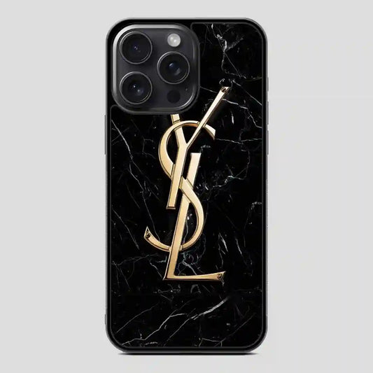 Ysl Black Marble iPhone 15 Pro Case