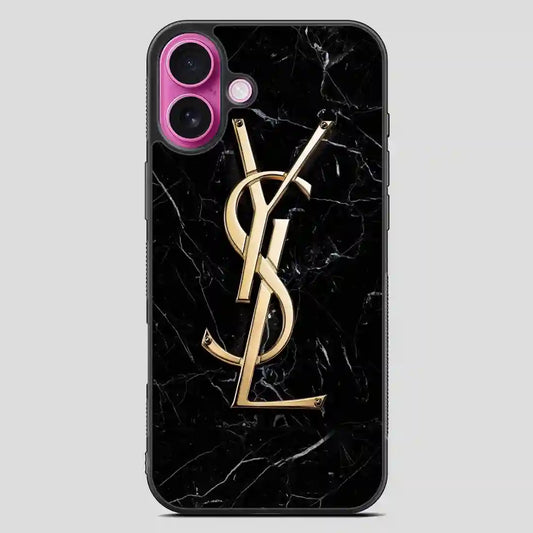 Ysl Black Marble iPhone 16 Plus Case