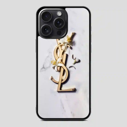 Ysl White Marble iPhone 15 Pro Case