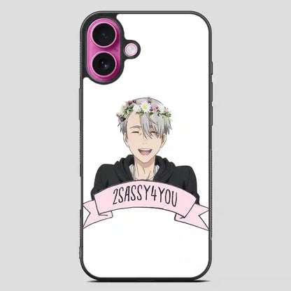 Yuri On Ice Viktor Nikiforov Flower Crown iPhone 16 Plus Case