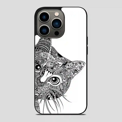 Zentangle Cat iPhone 13 Pro Case