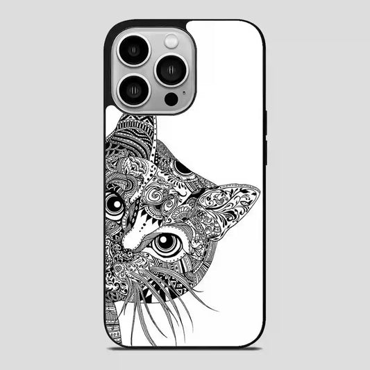 Zentangle Cat iPhone 14 Pro Case