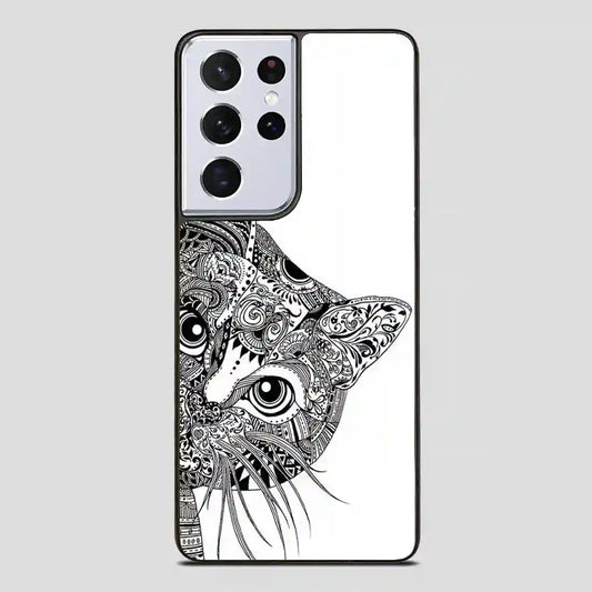 Zentangle Cat Samsung Galaxy S21 Ultra Case